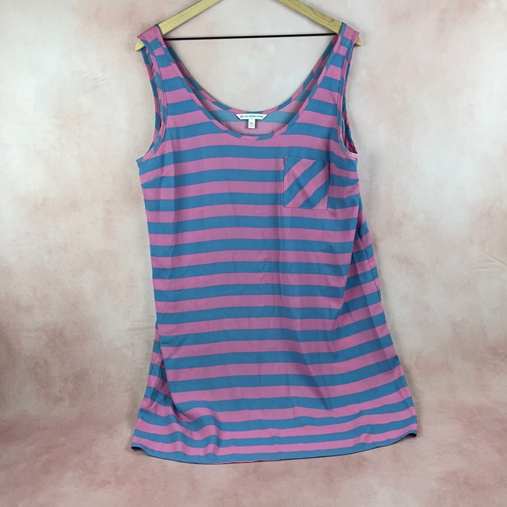 Souther tide pink and blue striped sun dress